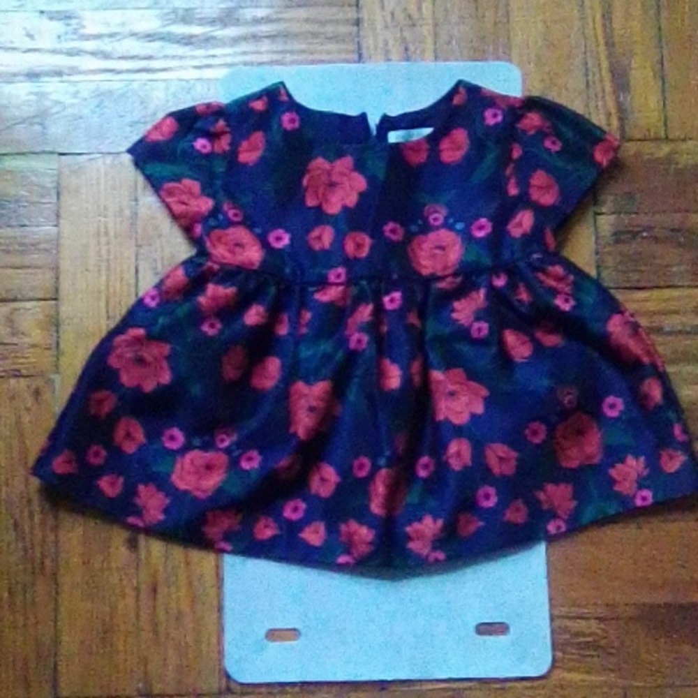 GYMBOREE Navy Blue dress with red roses. Size 2T